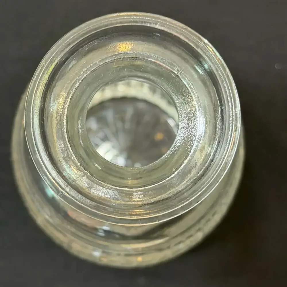 Vintage Cut Glass Decanter with Ball Stopper 9”